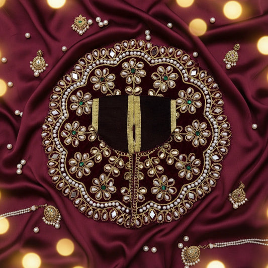 Heavy Stone Embroidered Maroon Poshak for Ladoo Gopal Ji