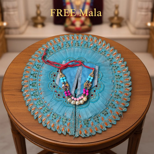 Laddu Gopal Ji Sky Blue Designer Poshak