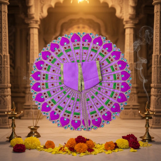 Purple Peacock Embroidered Laddu Gopal Ji Poshak