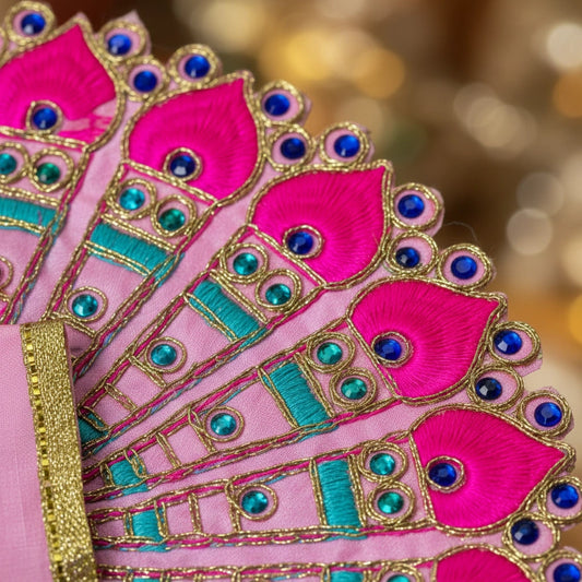 Pink Peacock Embroidered Laddu Gopal Ji Poshak