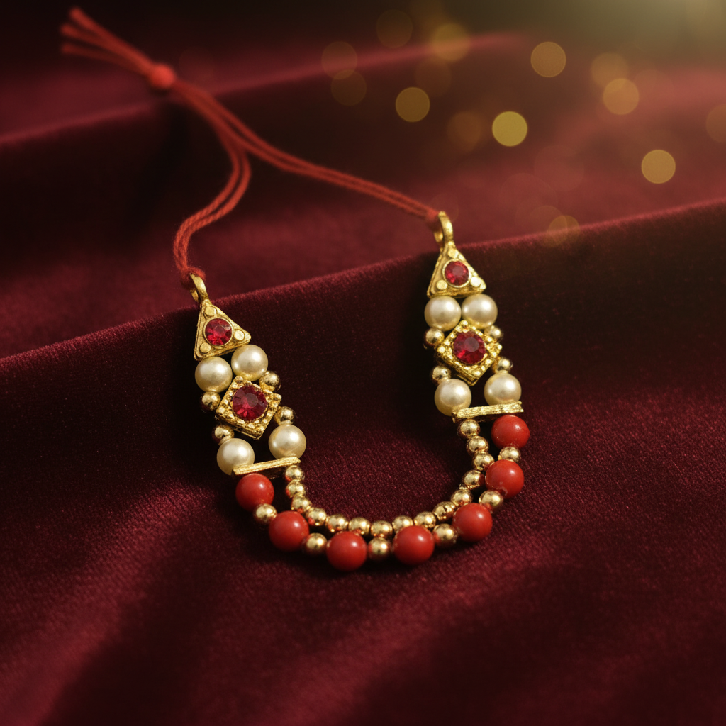 Premium Ladoo Gopal Ji Pearl Beads Mala with Golden Work