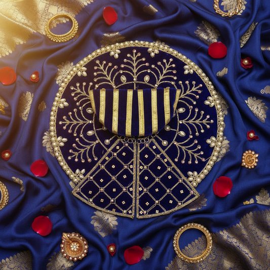 Royal Blue Velvet Poshak for Laddu Gopal Ji