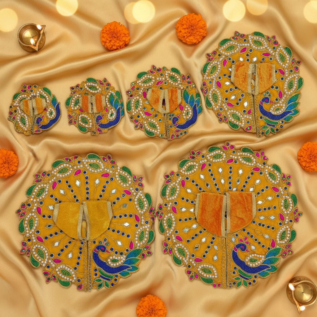 Maroon Designer Peacock Velvet Poshak for Thakur Ji – Heavy Embroidered Dress