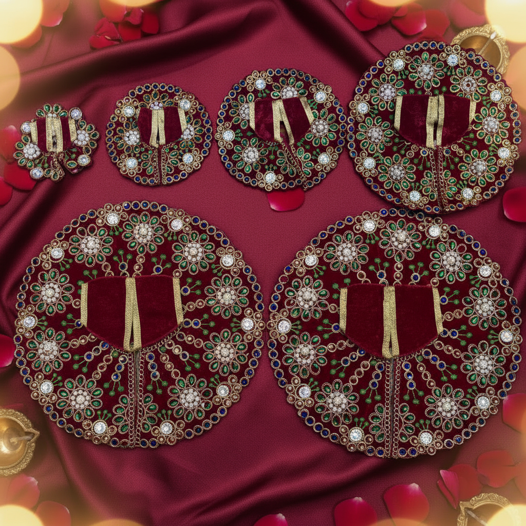 Premium Green Velvet Dress for Ladoo Gopal Ji – Heavy Stone & Thread Embroidered Poshak