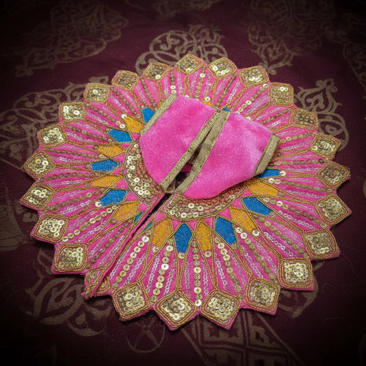 Ladoo Gopal Poshak Pink Velvet Peacock Poshak | Krishna Ji Warm Shringar