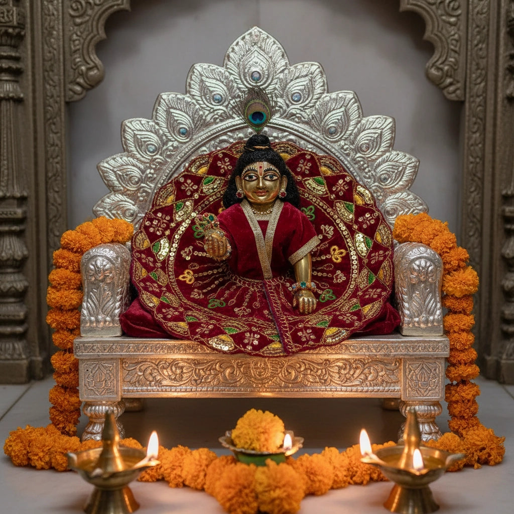 Royal Maroon Heavy Sequin Work Laddu Gopal Poshak with Velvet Fabric | Designer Embroidered Dress