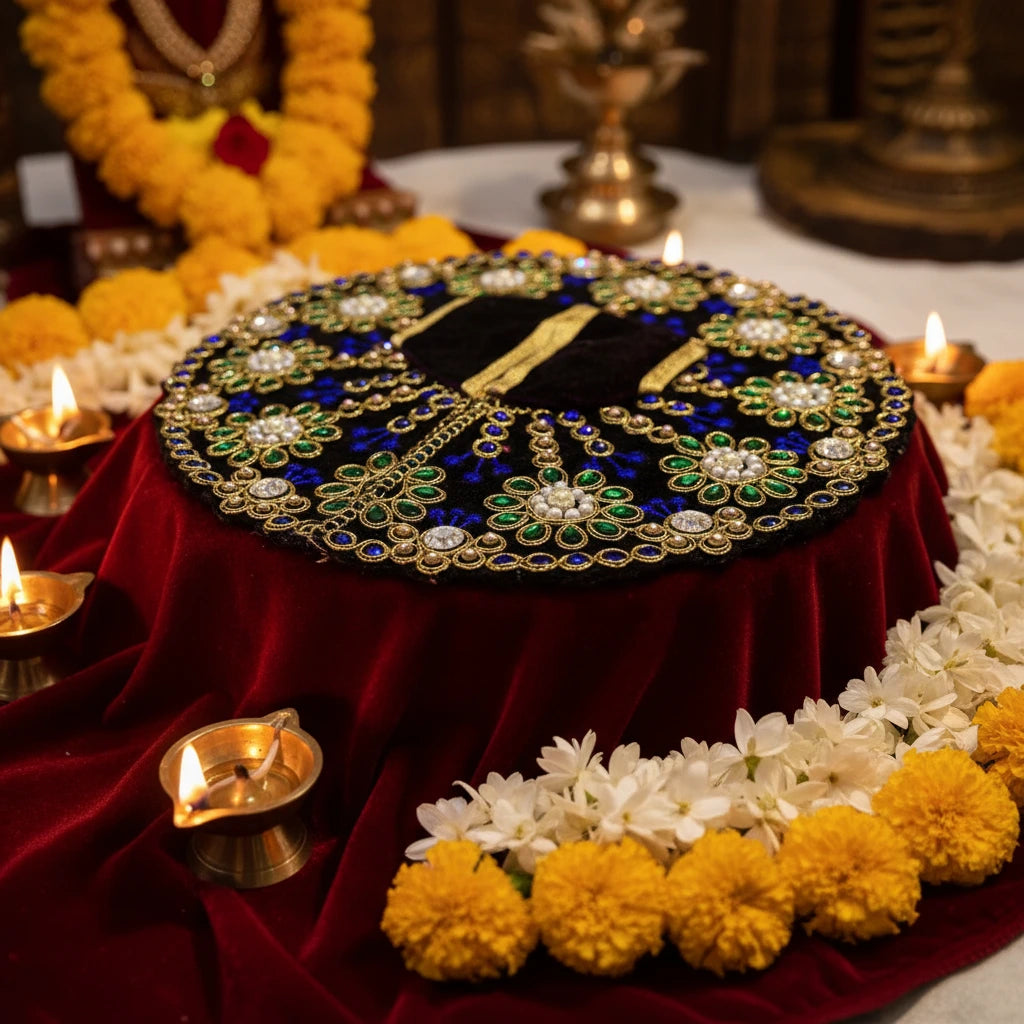 Premium Purple Velvet Dress for Ladoo Gopal Ji – Heavy Stone & Floral Embroidered Poshak