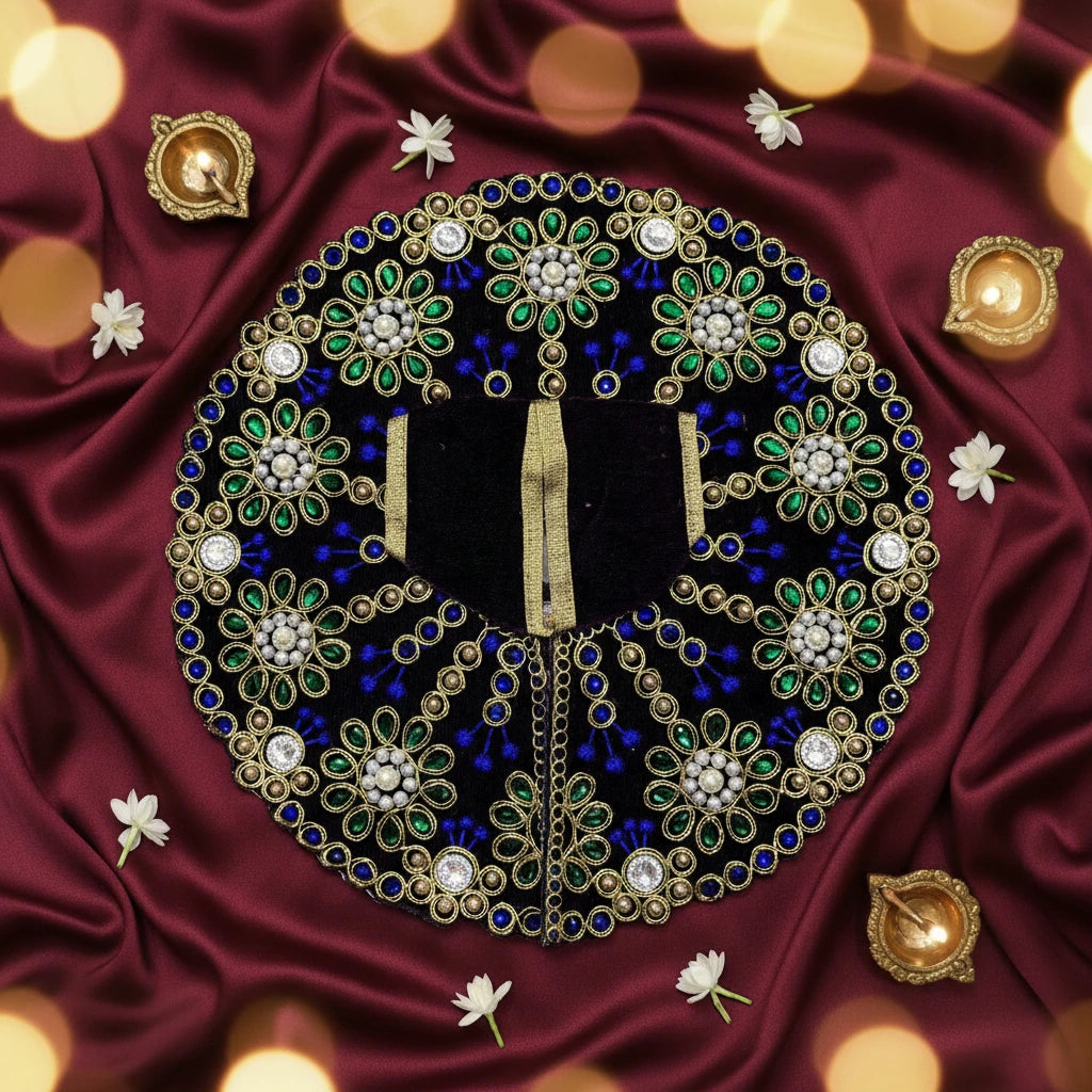 Premium Purple Velvet Dress for Ladoo Gopal Ji – Heavy Stone & Floral Embroidered Poshak