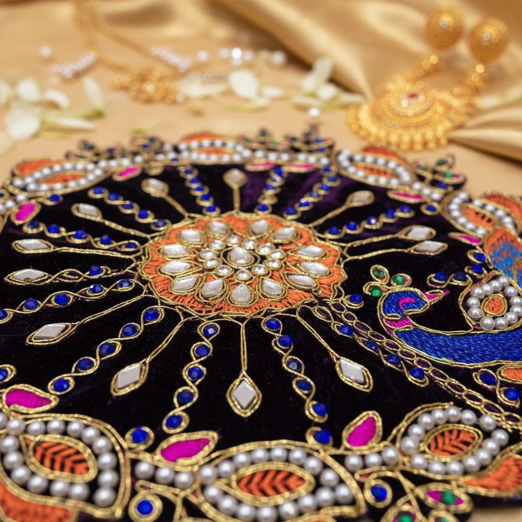 Purple Velvet Poshak for Thakur Ji – Designer Peacock Heavy Embroidered Dress