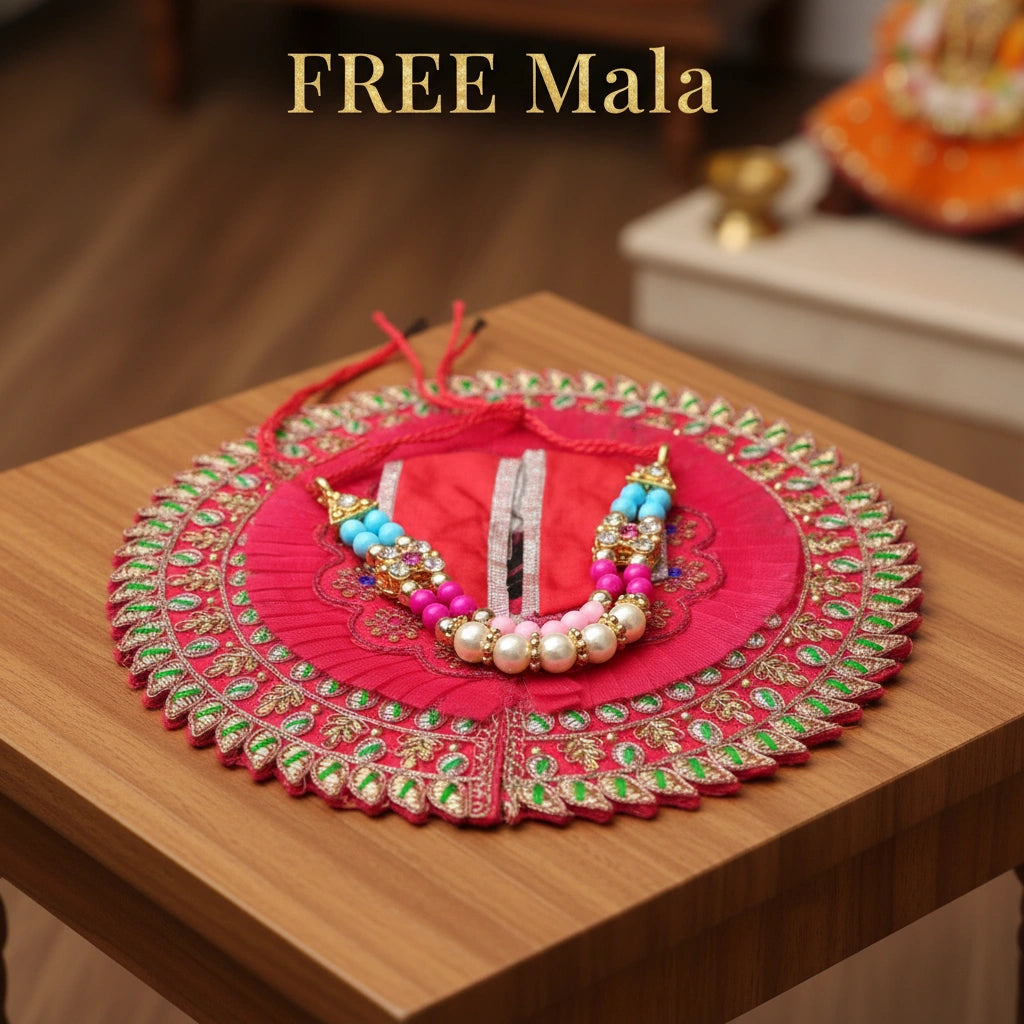 Laddu Gopal Ji Red Festive Designer Poshak