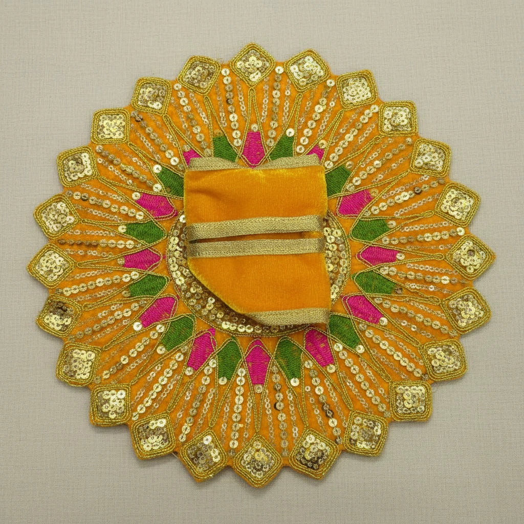 Ladoo Gopal Poshak Yellow Velvet Peacock Poshak | Krishna Ji Warm Shringar