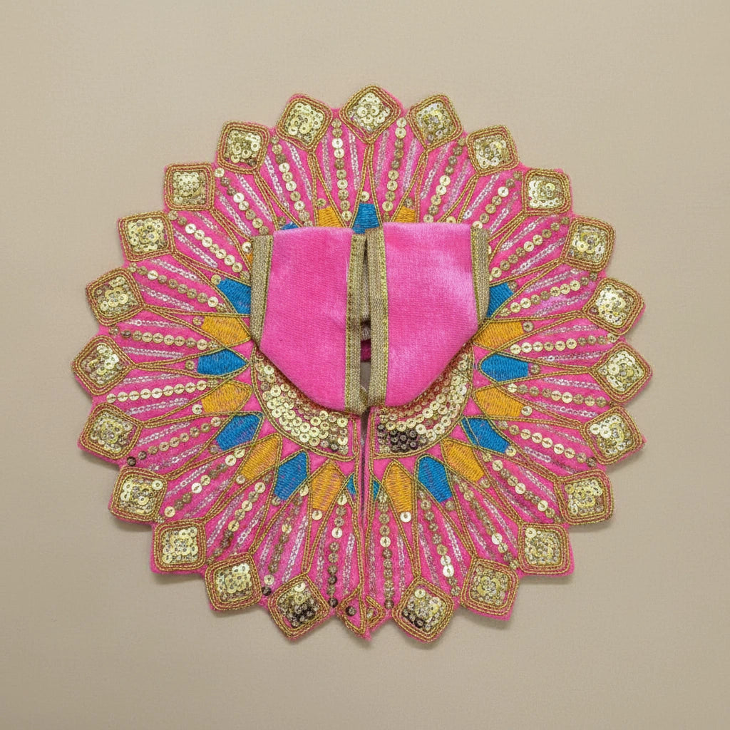 Ladoo Gopal Poshak Pink Velvet Peacock Poshak | Krishna Ji Warm Shringar