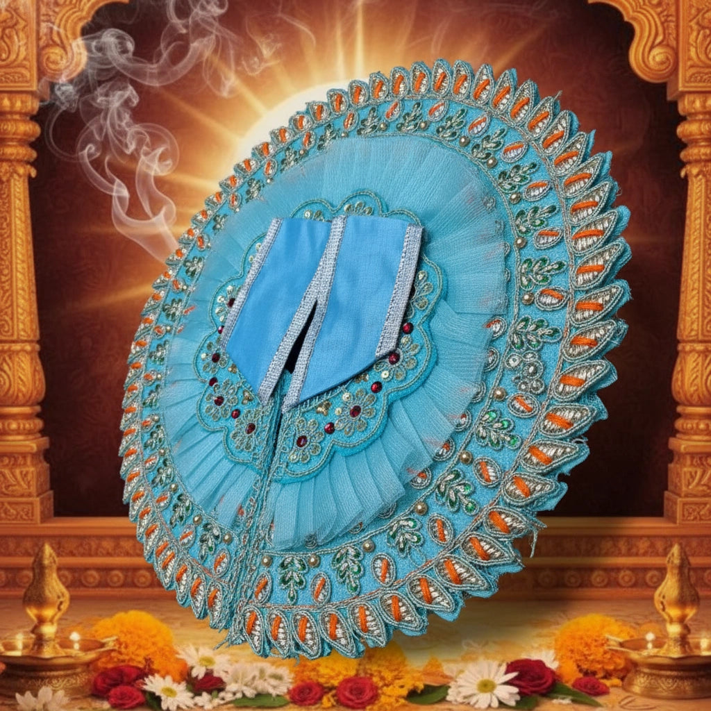 Laddu Gopal Ji Sky Blue Designer Poshak