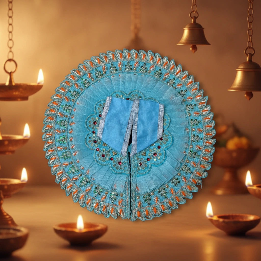 Laddu Gopal Ji Sky Blue Designer Poshak