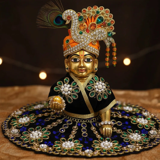 Premium Purple Velvet Dress for Ladoo Gopal Ji – Heavy Stone & Floral Embroidered Poshak