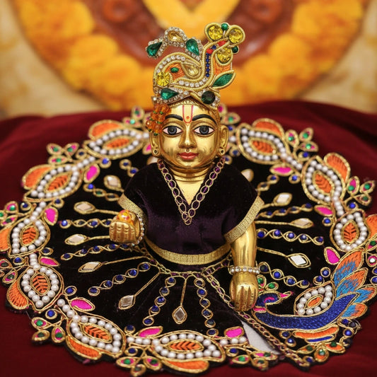 Purple Velvet Poshak for Thakur Ji – Designer Peacock Heavy Embroidered Dress