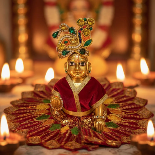 Ladoo Gopal Poshak Maroon Velvet Peacock Poshak | Krishna Ji Warm Shringar