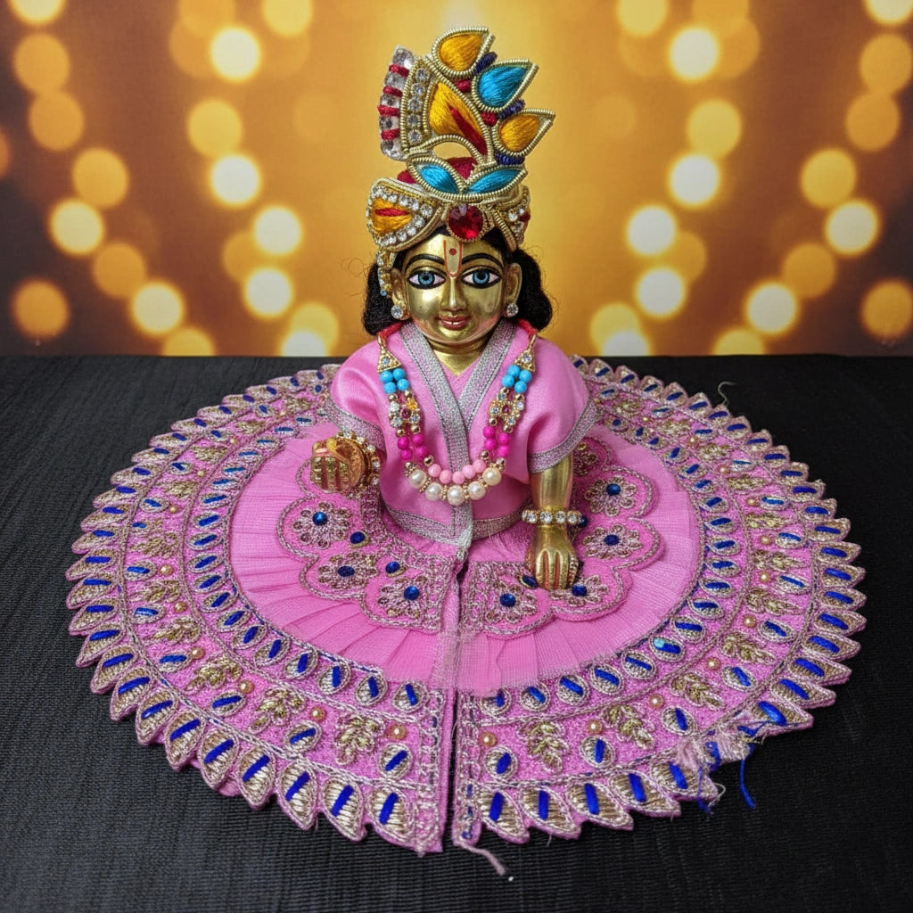 Laddu Gopal Ji Pink Designer Poshak