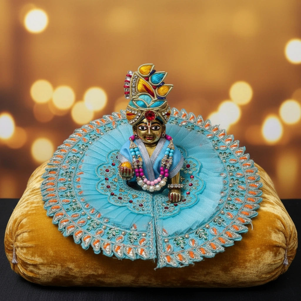 Laddu Gopal Ji Sky Blue Designer Poshak