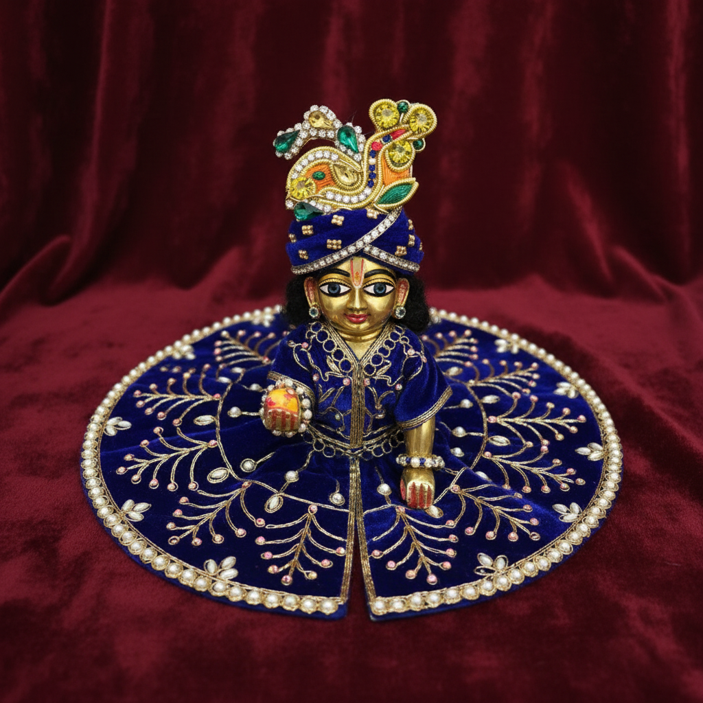 Royal Blue Velvet Poshak    for Laddu Gopal Ji