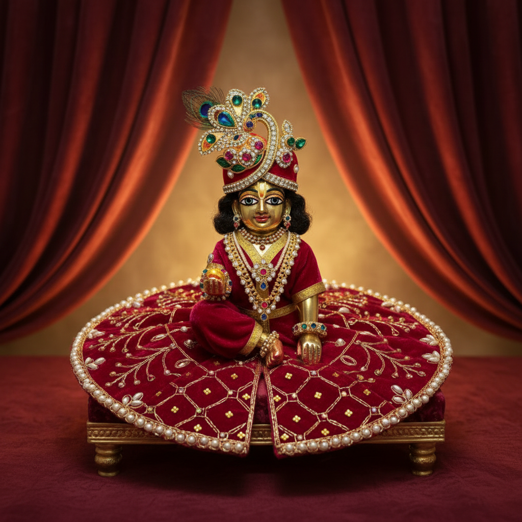 Premium Maroon Velvet Laddu Gopal Poshak | Heavy Embroidery & Pearls