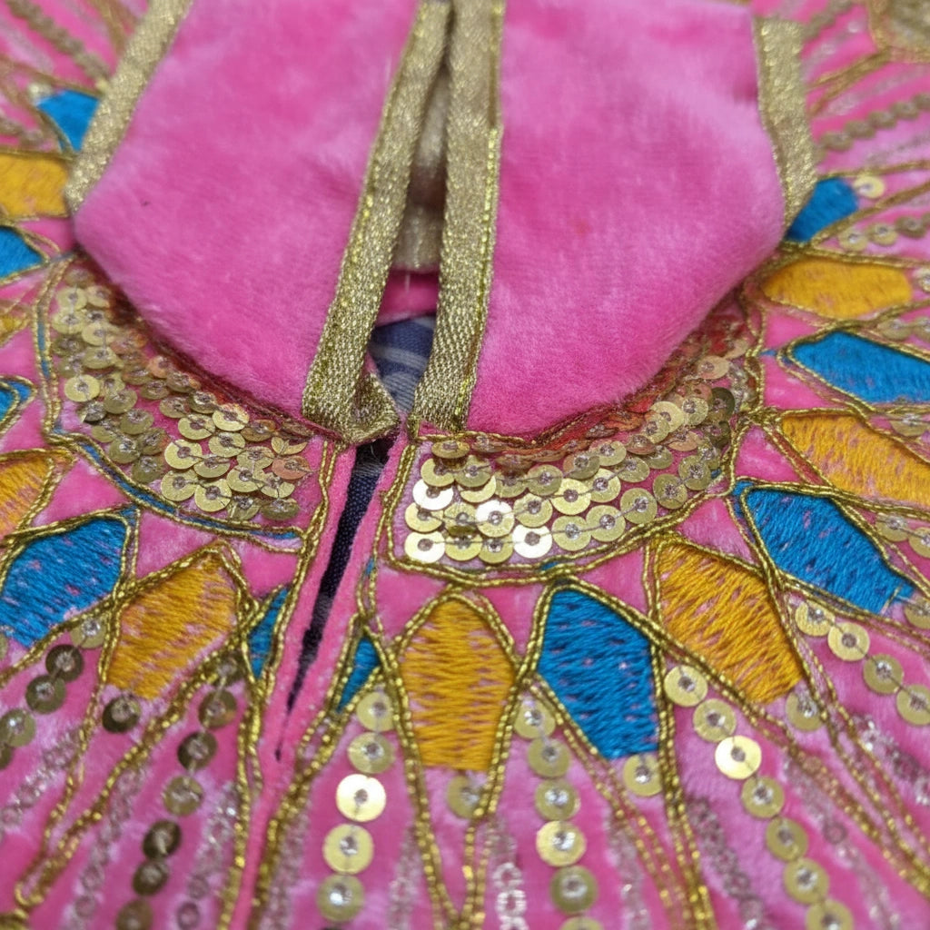 Ladoo Gopal Poshak Pink Velvet Peacock Poshak | Krishna Ji Warm Shringar