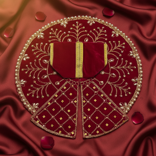 Premium Maroon Velvet Laddu Gopal Poshak | Heavy Embroidery & Pearls