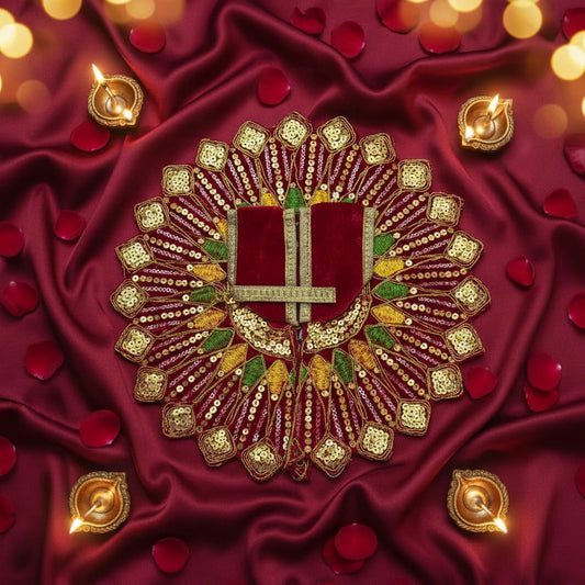 Ladoo Gopal Poshak Maroon Velvet Peacock Poshak | Krishna Ji Warm Shringar