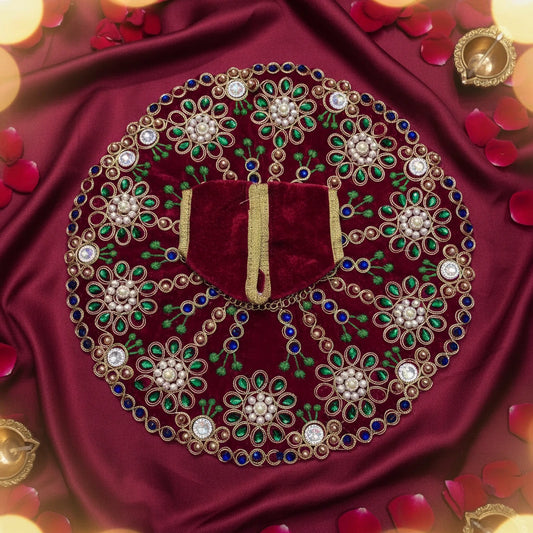 Premium Red Velvet Dress for Ladoo Gopal Ji – Heavy Stone & Floral Embroidered Poshak
