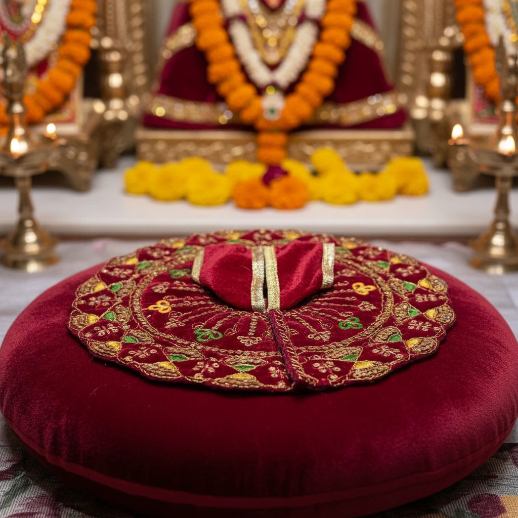 Royal Maroon Heavy Sequin Work Laddu Gopal Poshak with Velvet Fabric | Designer Embroidered Dress