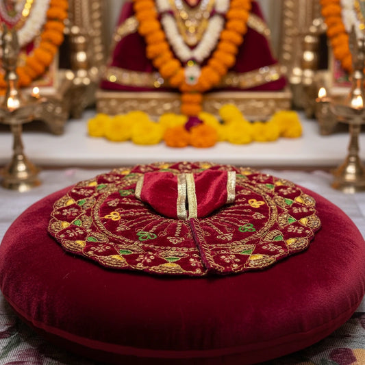 Royal Maroon Heavy Sequin Work Laddu Gopal Poshak with Velvet Fabric | Designer Embroidered Dress