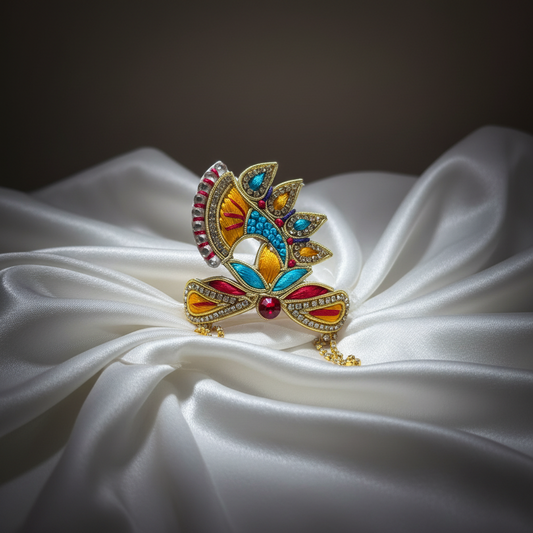 Multicolor Thread Work Ladoo Gopal Mukut | Premium Designer Krishna Crown