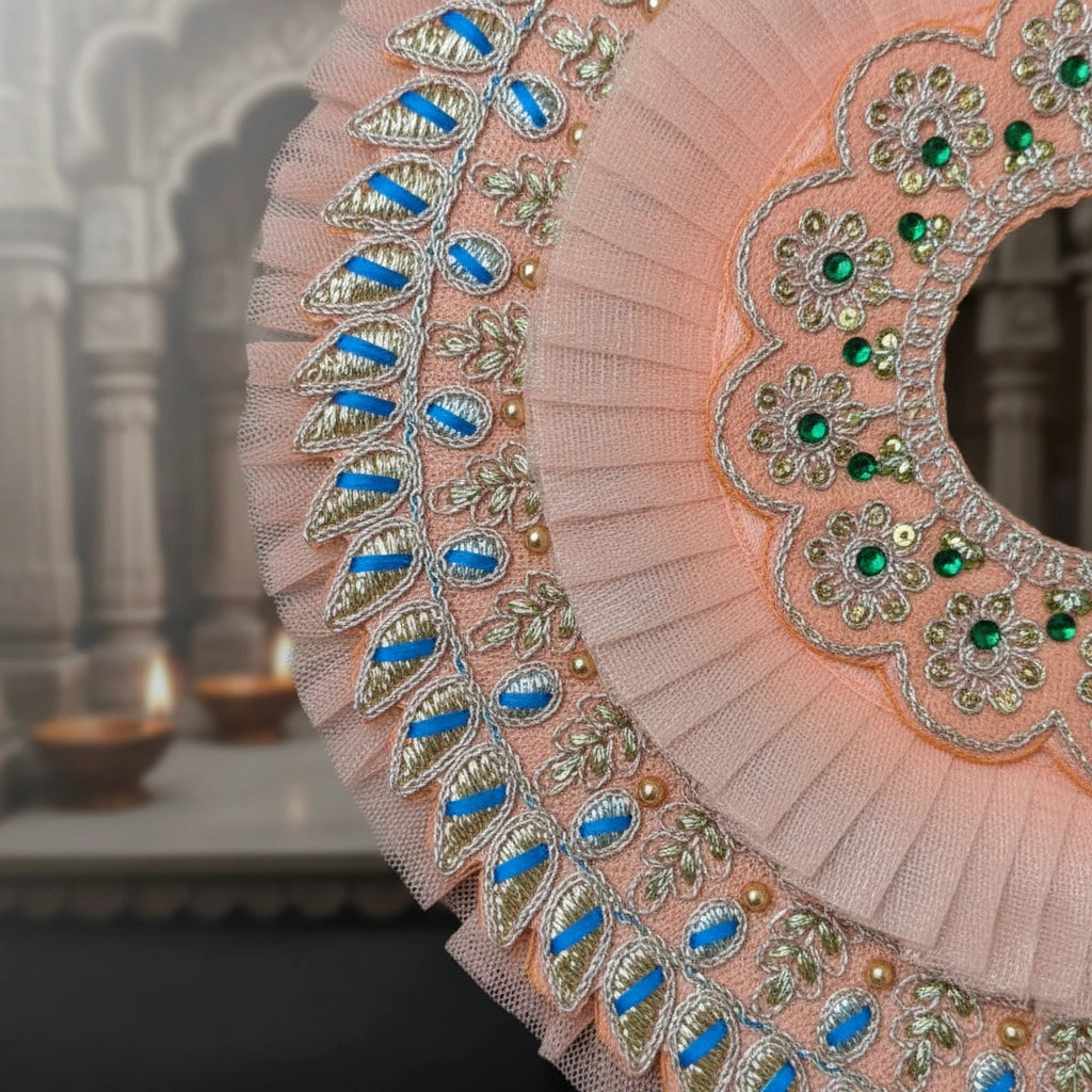 Laddu Gopal Ji Peach Designer Summer Poshak