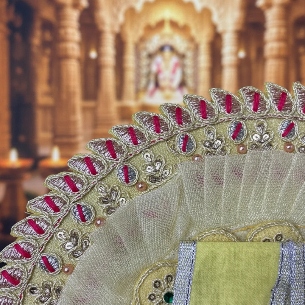 Laddu Gopal Ji Yellow White Designer Poshak