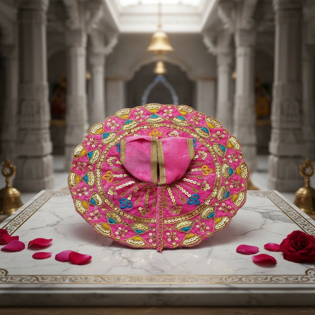 Pink Heavy Sequin Work Laddu Gopal Poshak with Velvet Fabric | Designer Embroidered Dress