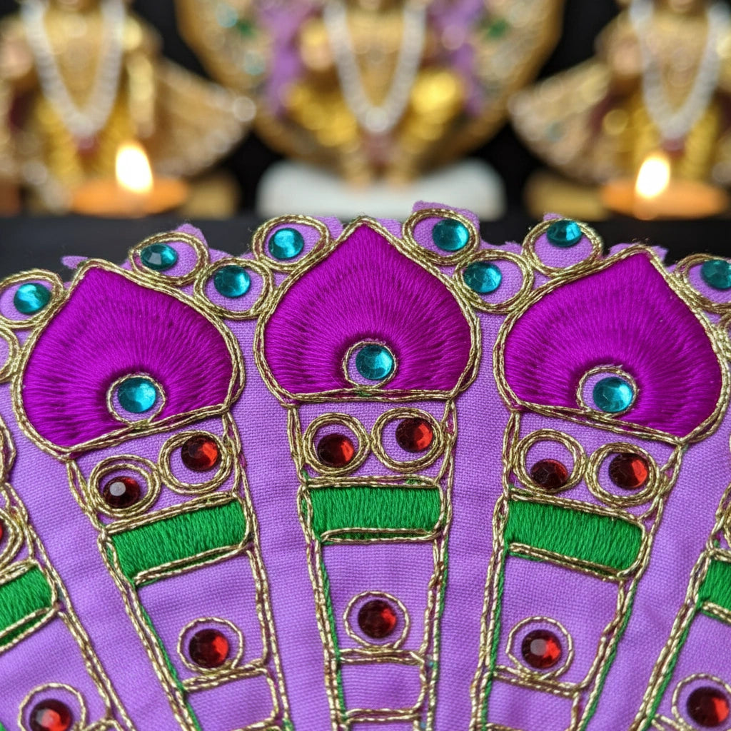 Purple Peacock Embroidered Laddu Gopal Ji Poshak