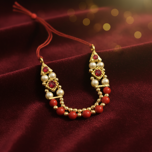 Premium Ladoo Gopal Ji Pearl Beads Mala with Golden Work