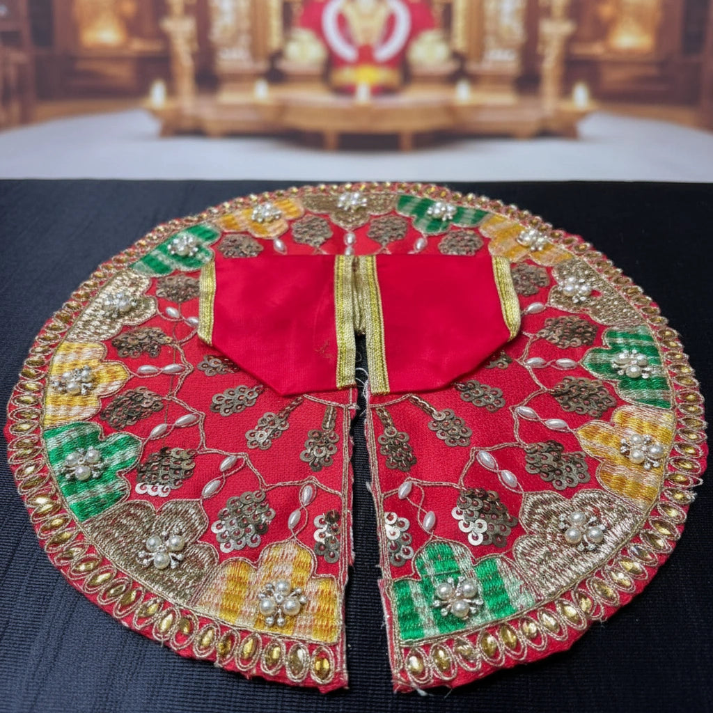 Red Laddu Gopal Ji Summer Poshak – Soft Cotton Dress for Thakur Ji