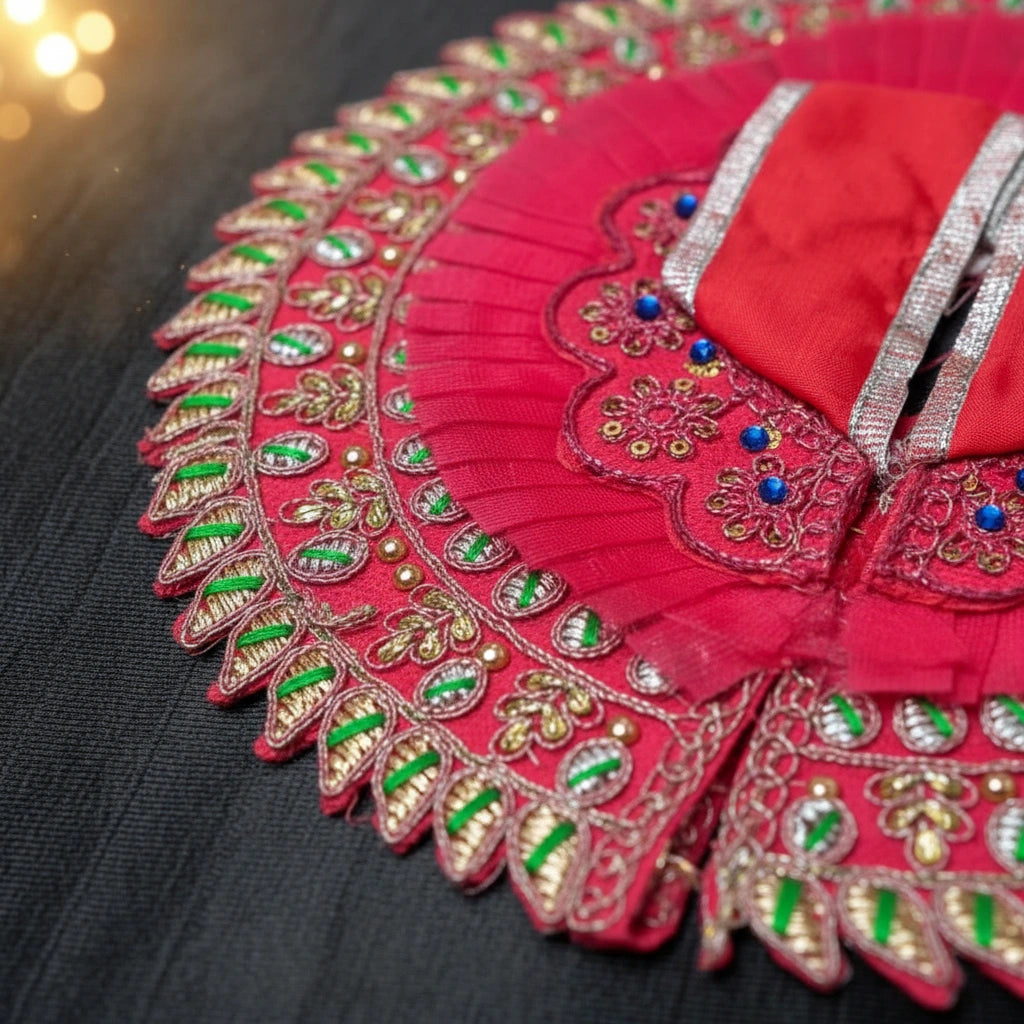 Laddu Gopal Ji Red Festive Designer Poshak