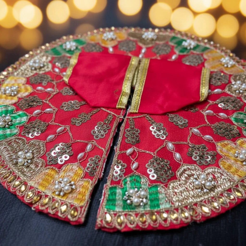 Red Laddu Gopal Ji Summer Poshak – Soft Cotton Dress for Thakur Ji