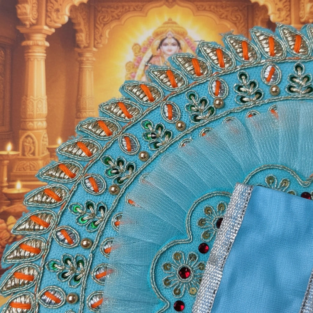 Laddu Gopal Ji Sky Blue Designer Poshak