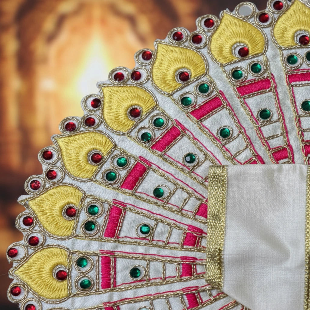 Yellow Peacock Embroidered Laddu Gopal Ji Poshak